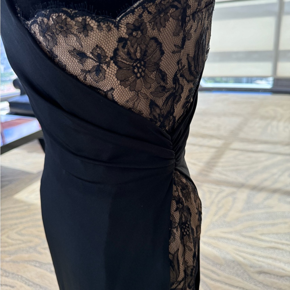 Vintage Bill Blass Black and Cream lace Peek-a-boo Gown - Picture 6 of 12